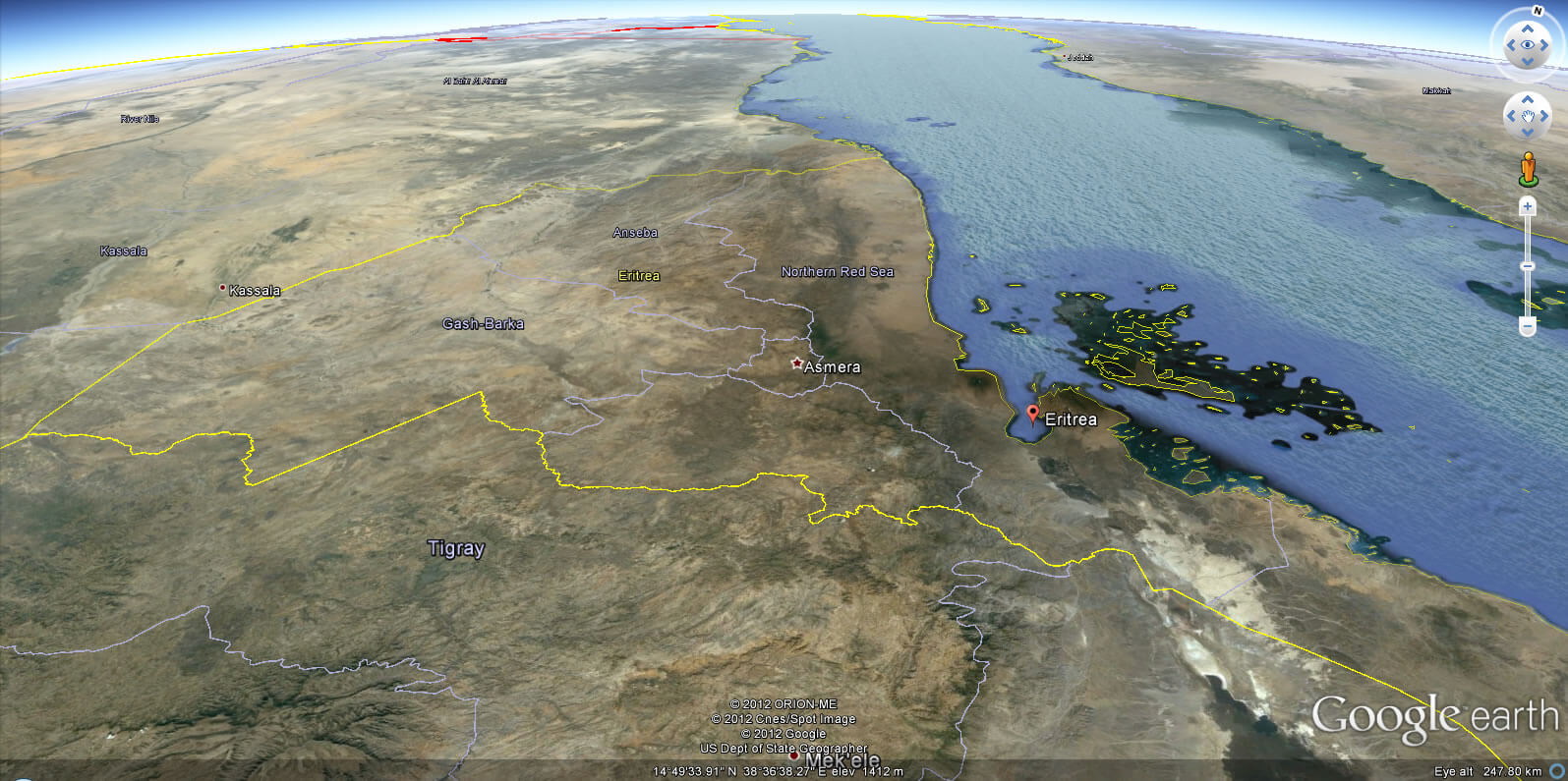 Eritrea erde karte